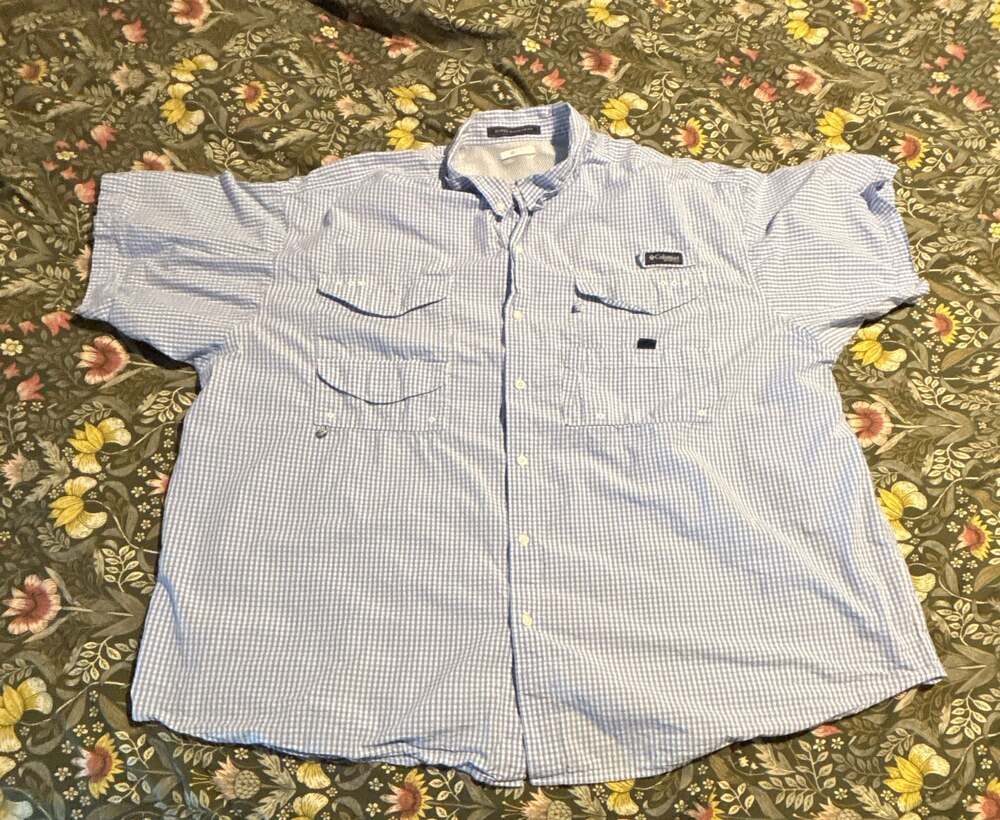 Columbia PFG Men's Super Bonehead Short Sleeve Gingham Fishing Shirt 4X/4TF